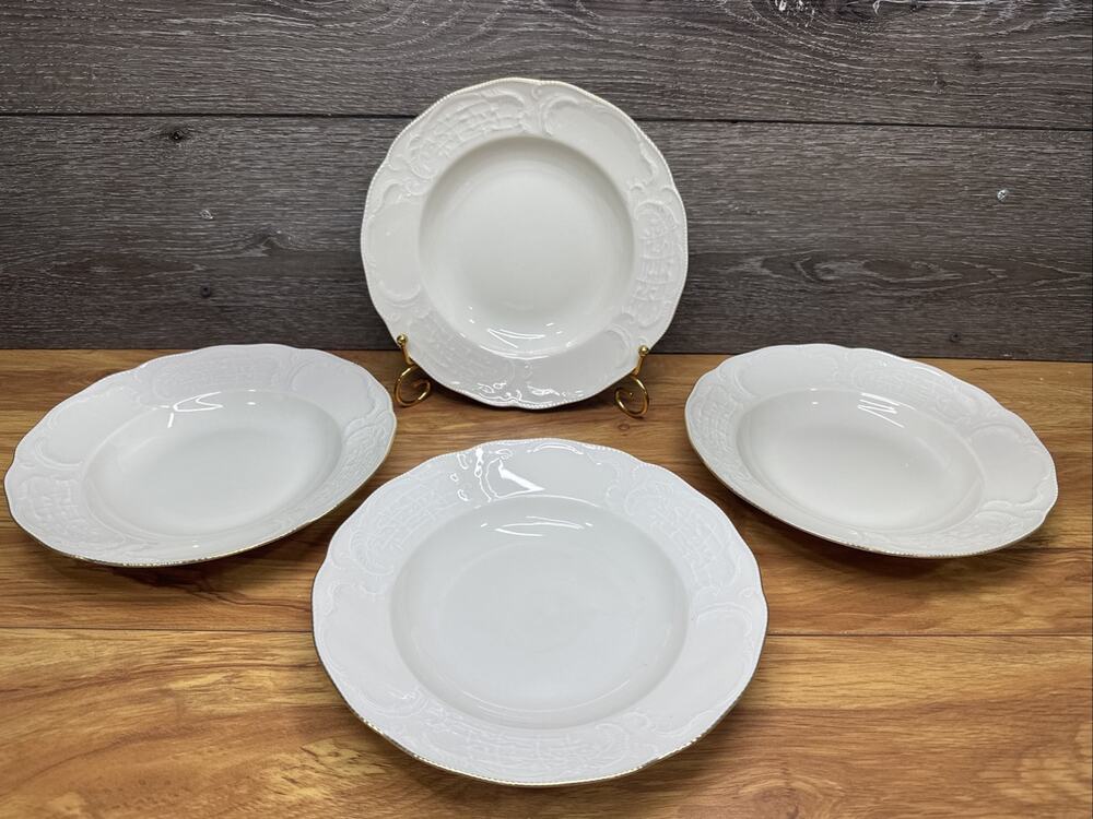 Rosenthal Classic Collection Sanssouci 8-5/8” Rimmed Soup Bowl Ivory~ Set Of 4